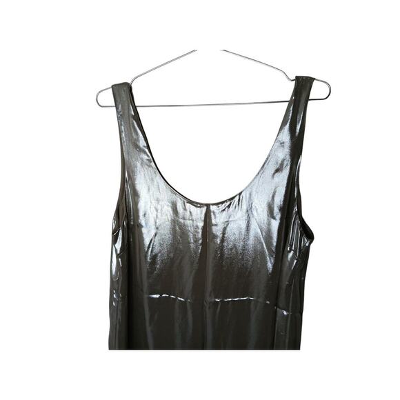 New Banana Republic Metallic Silver Maxi Slip Dress M | Scoop Neck Sleeveless - Picture 5 of 15